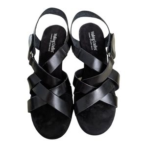 Walking Cradles Newton  Black Leather Strappy Sandal Size 10 EUC